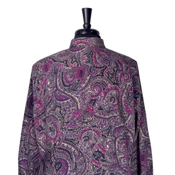 Chaps Ralph Lauren Womens Shirt XL Paisley Houndstooth Cotton Non Iron Button Up - Picture 6 of 8